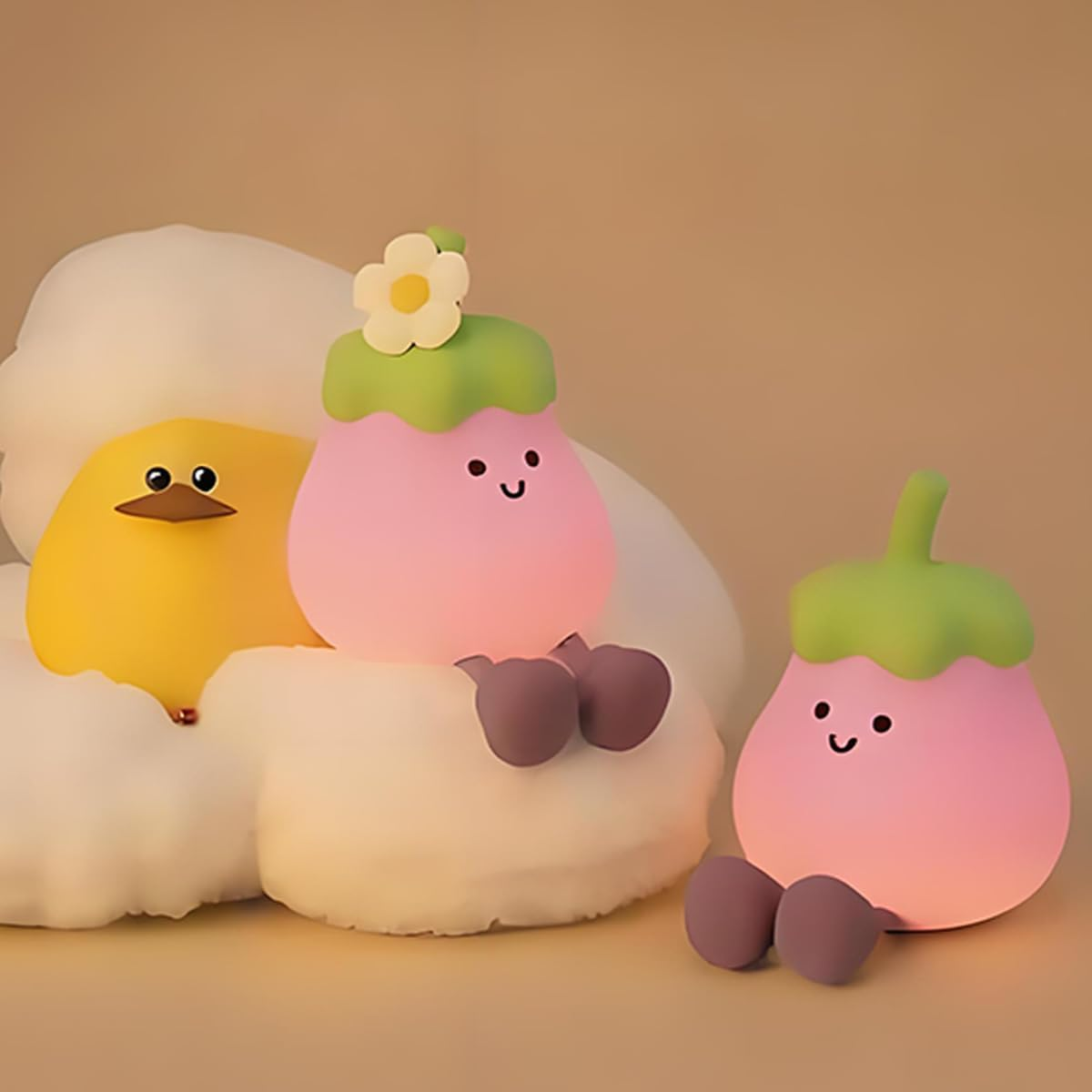 Night Light, Cute Silicone Nursery Lamp with Rechargeable USB, Tap Control, Soft Warm White Changing LED Nightlight, Bedroom Kawaii Decor, Perfect Choice for Valentine&rsquo;S Day, Birthday image number 6