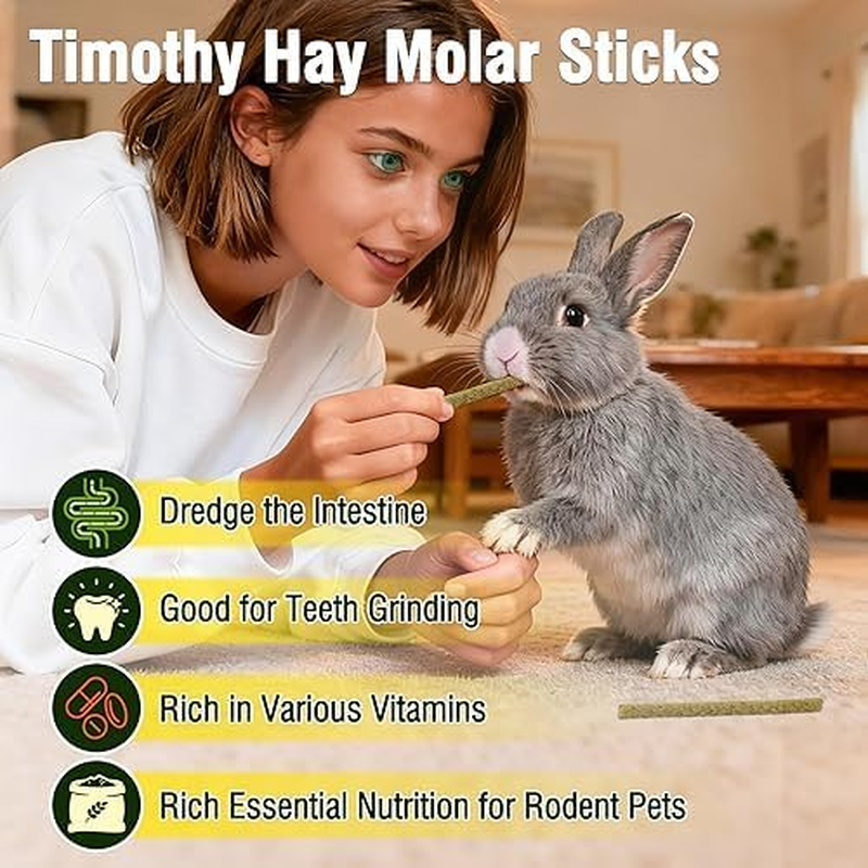 Rabbits Timothy Hay Sticks Treats Chew Toy 200G for Bunny Golden Hamsters-Guinea-Pigs-Small Animal Natural Healthy image number 5