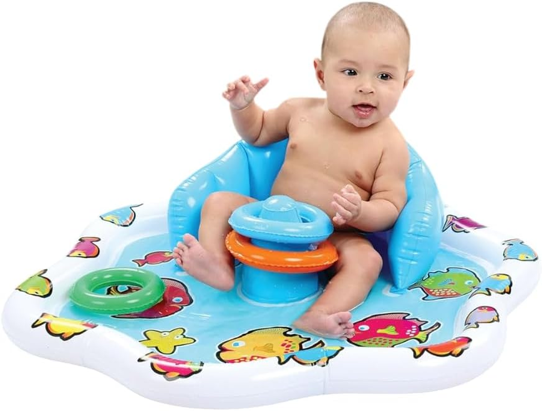 Inflatable Baby Splash Mat with Backrest & Fun Stackable Rings | Inflatable Infant Pad/Pool | Summer Fun for Baby image number 2