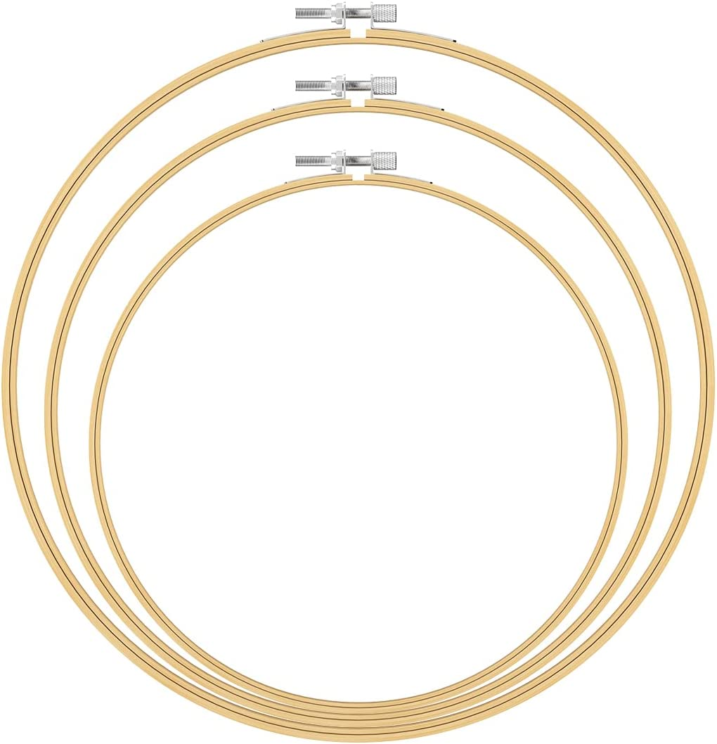 BEZANU Embroidery Hoop, 3PCS Circle Bamboo Cross Stitch Hoop for DIY Art Craft Sewing (20Cm, 26Cm, 30Cm) image number 4
