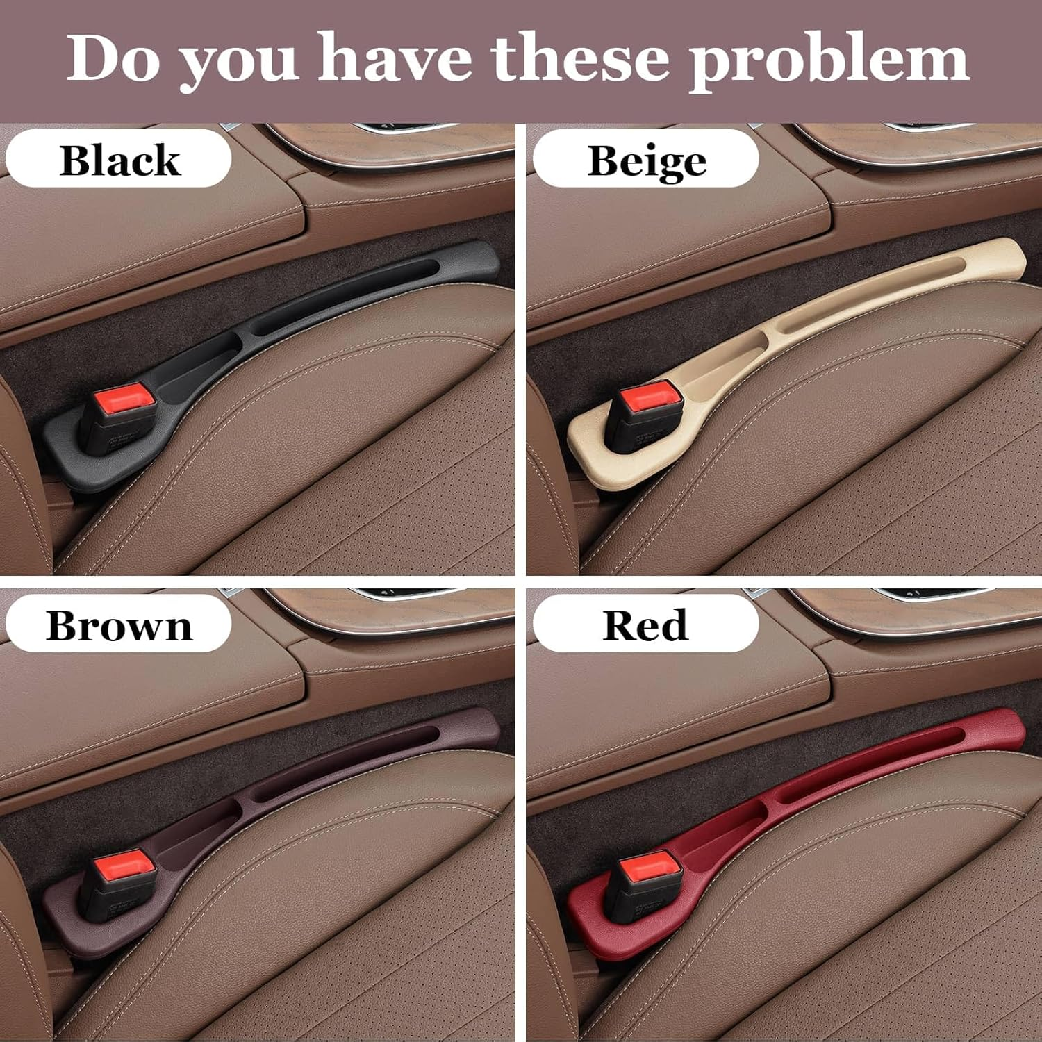 2PCS Car Seat Side Gap Filler, No Drop Seat Guard, 2025 Car Seat Side Gap Filler, Soft Foam Multifunctional Seat Side Gap Filler with Organizer & Hook Function, Seat Gap Fillers for All Cars (Brown) image number 1