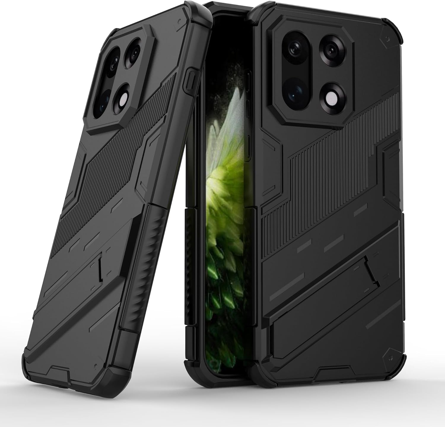 ESHUYI Compatible with Oneplus 15 Case with Stand Holder Protective Case [For Mobile Phone Holder Car Magnet] Military Shockproof Mobile Phone Case, Black