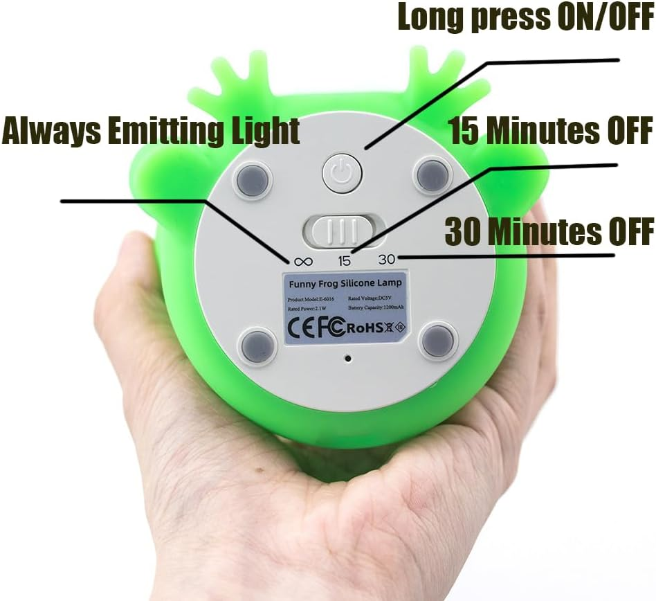 ANJOGIFT LED Night Light, Cute Frog Touch Control Soft Silicone Portable Bedroom Lamp, Brightness Adjustable, Non-Flickering Eye-Caring Warm Light, Type-C USB Rechargeable, Timing Function image number 2