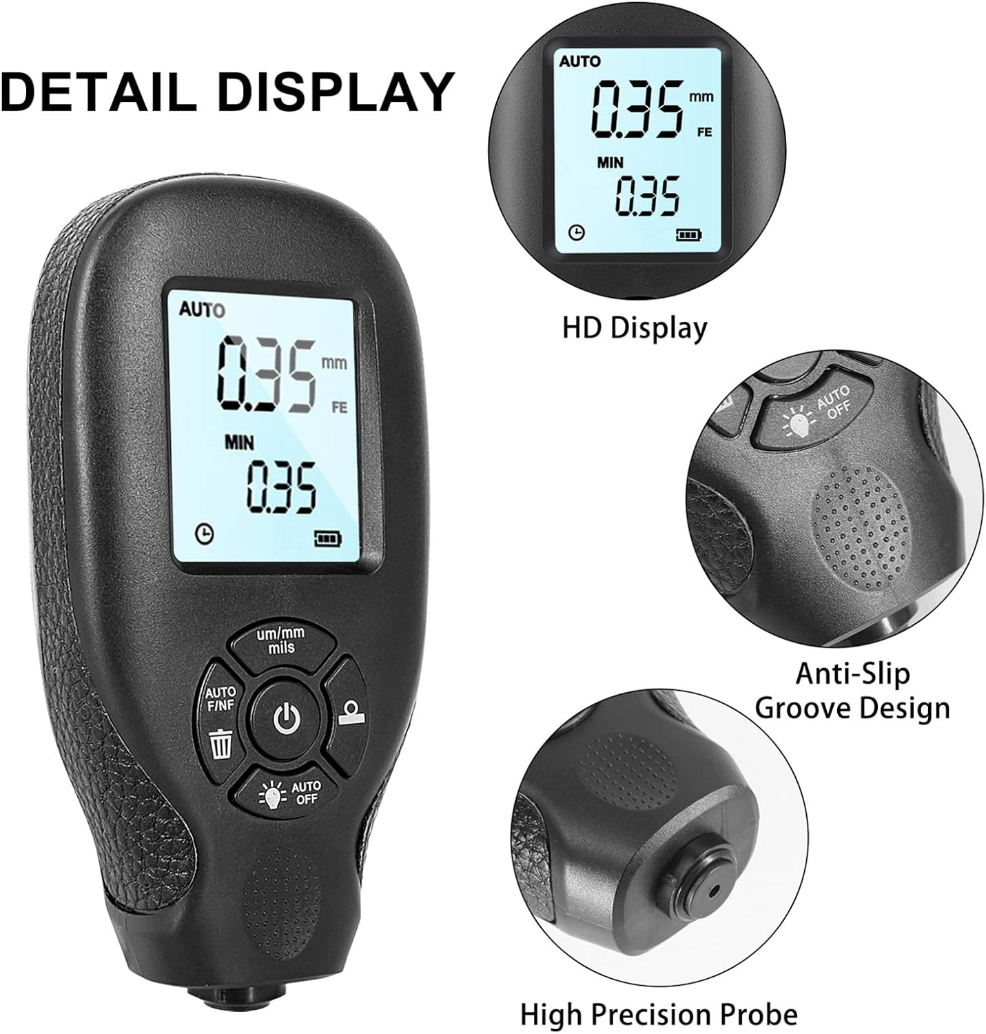 Paint Thickness Tester Car Coating Film Thickness Gauge 0~2000Um Digital Coating Meter with LCD Display Automotive Paint Films Tester image number 5