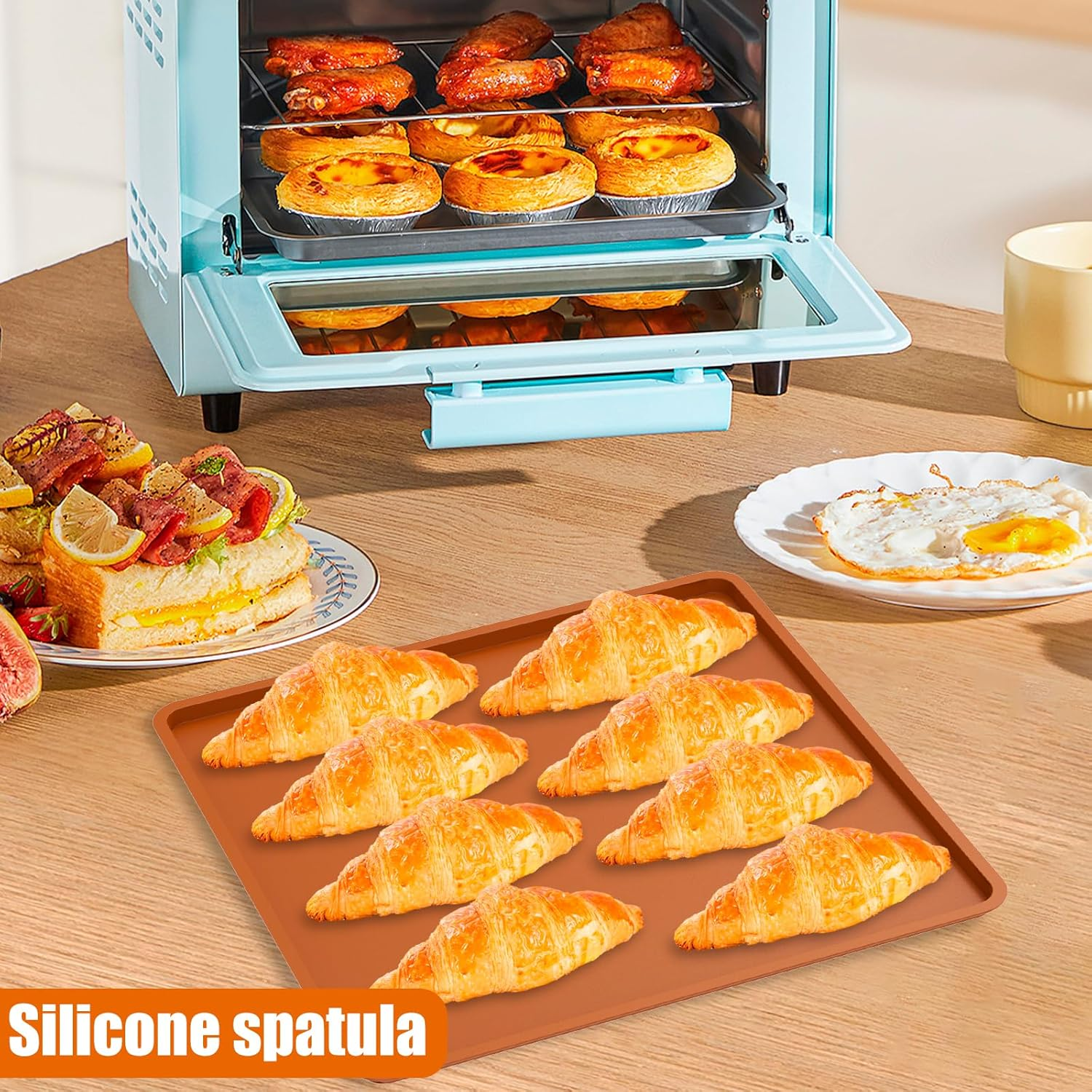 4Pcs / 6Pcs Silicone Tray Liner,Dryer Mat,Silicone Tray Mat,Silicone Fruit Leather Trays,Fruit Leather Tray,Non Stick Silicone Dehydrator Mats for Fruits Meat Vegetables (4Pcs / Set) image number 4