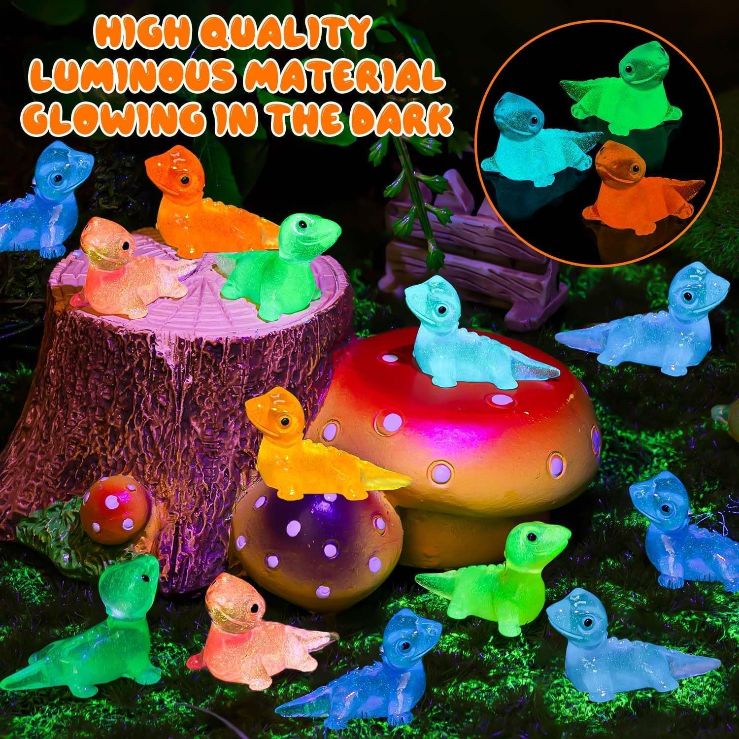 72PCS Luminous Mini Resin Lizards, Cute Lizard Figures Glow in the Dark, Tiny Lizards Animal Miniature for DIY Micro Moss Landscape Crafts Dollhouses Potted Plants Hidden Games image number 4