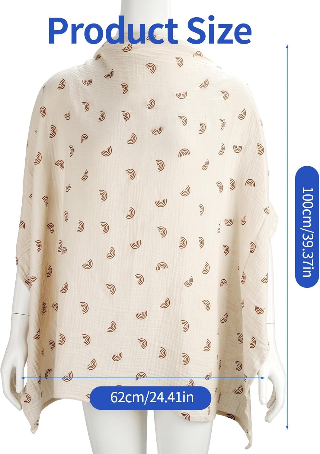 Teccfly Multi Use Muslin Nursing Cover -Cotton Breastfeeding Cover, 62X100Cm Breastfeeding Apron for Breast Feeding, Privacy Mother Nursing Apron & Car Seat Canopy, Baby Essentials image number 3