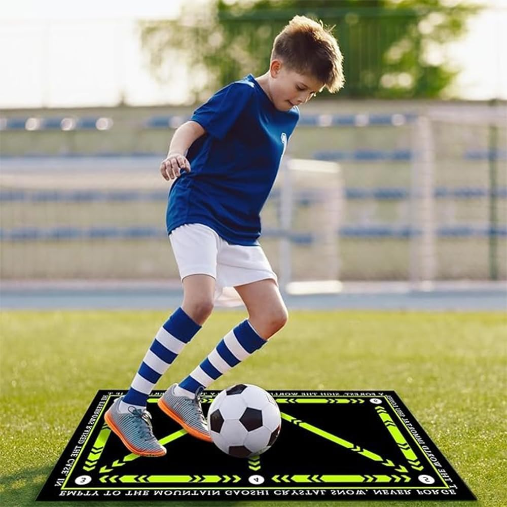 HPAMR Football Footstep Training Mat, Football Dribbling and Passing Practice Mat, Soccer Training Mat for Soccer Training, Portable and Durable, Ideal for Improving Agility, Footwork, and Technique image number 1