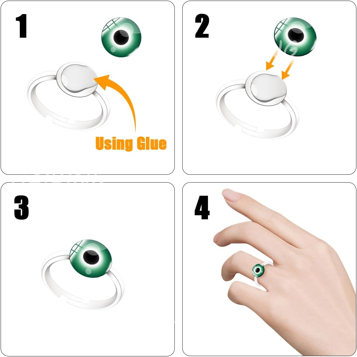 HAIKING Blank Rings,100 PCS Gold & Silver Base Rings for Jewelry Making (10Mm/0.39In) image number 5