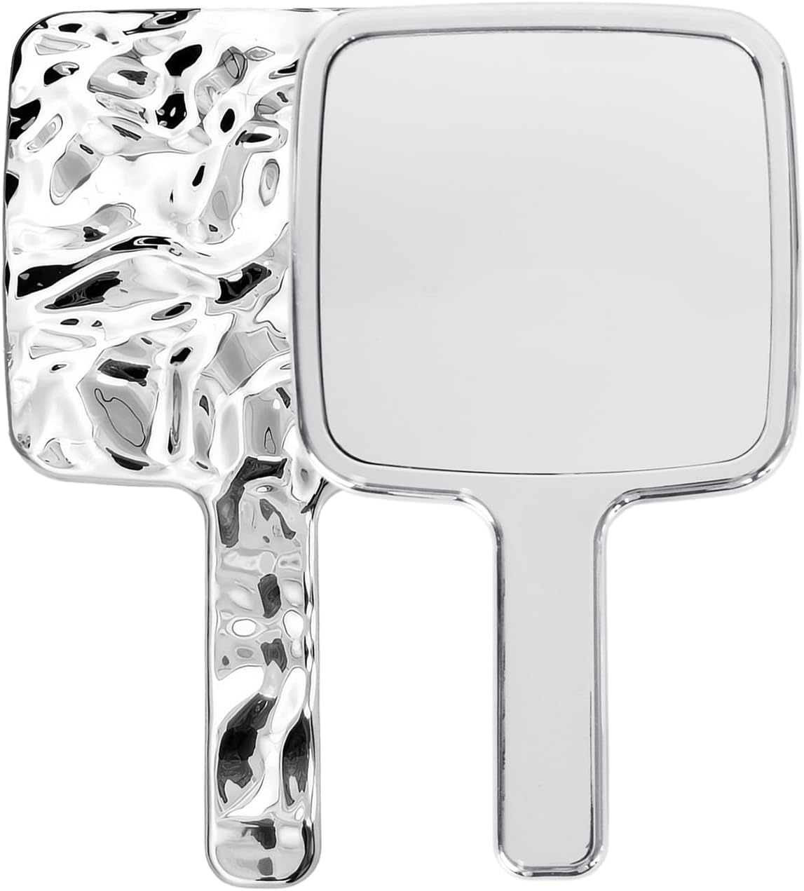 DEARBAG Hand Mirror, Professional Salon Hand-Held Mirror, Portable Travel Makeup Mirrors, Barber'S Shaving Salon Mirrors, Hairdresser'S Compact Mirrors Tool with Handle, Silver (1, Square) image number 1