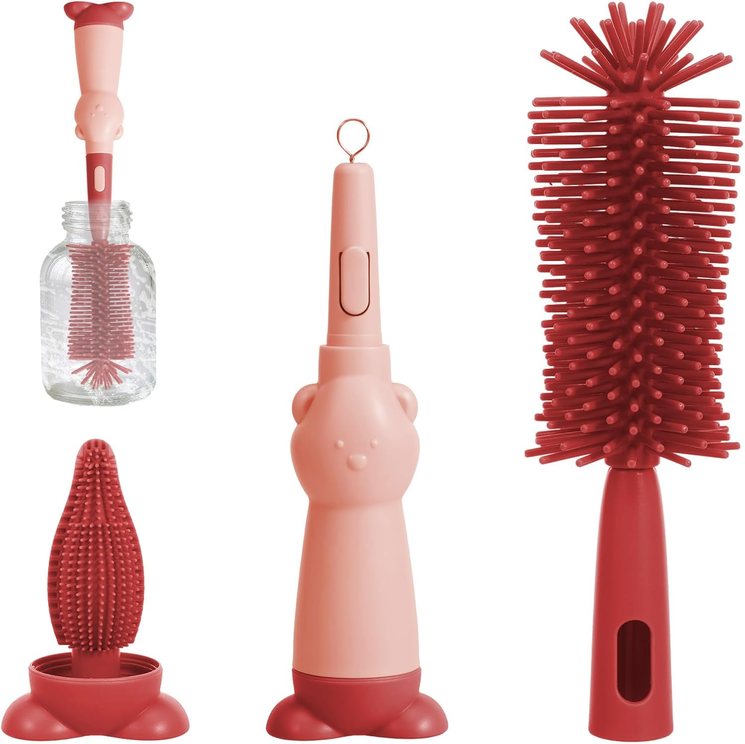 3 in 1 Baby Bottle Brush Set Reusable 3 Brushes to Clean Baby Bottles Nipples and Straws Ideal for Home and Travel Use (Green)