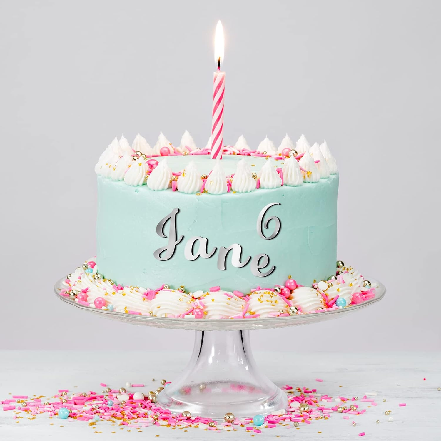 Jspupifip 64 Pcs Acrylic Cake Alphabet Numbers Topper, Mirror Number 0-9 and Alphabet A-Z Personalized Cake Picks Decor Anniversary Wedding Baby Shower Party Supplies(Silver) - Black image number 3