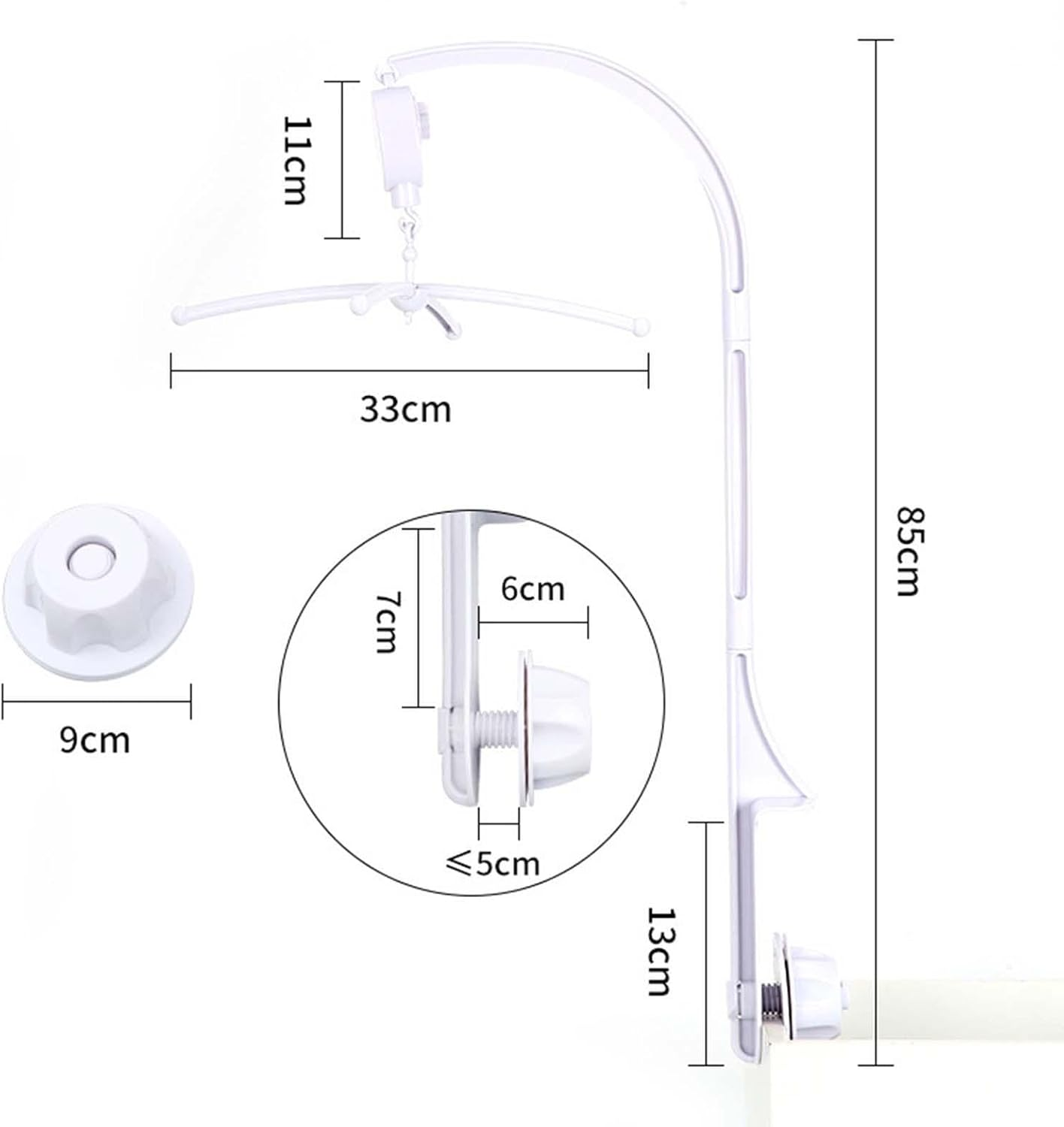 Perfk Baby Crib Mobile Bed Bell Holder,Arm Bracket,Diy Toy Decoration,Strong Slip,Attachment Rotating Baby Bed Mobile Hanger image number 5