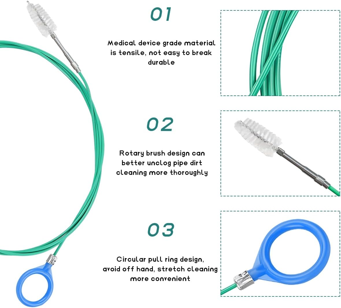 JUSTTOP Car Sunroof Drain Cleaning Tool, 108 Inch Flexible Drain Tube Cleaner, Long Pipe Cleaning Brush for Car Sunroof Windshield Wiper Drain Hole, Universal Car Accessories image number 3