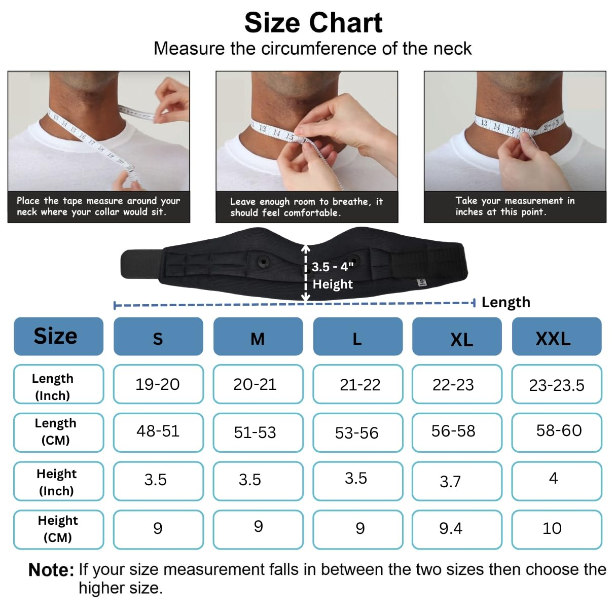 WC Soft Adjustable Neck Support Cervical Collar for Neck Pain and Support for Women & Men Black XL 3.5"