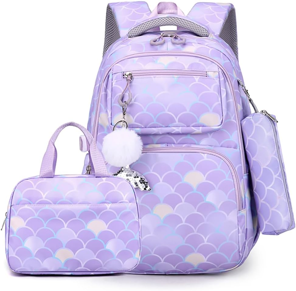 MATMO Girls School Backpack Set with Lunch Bag and Pencil Case Student Bookbag Daypack (Backpack Set 15)