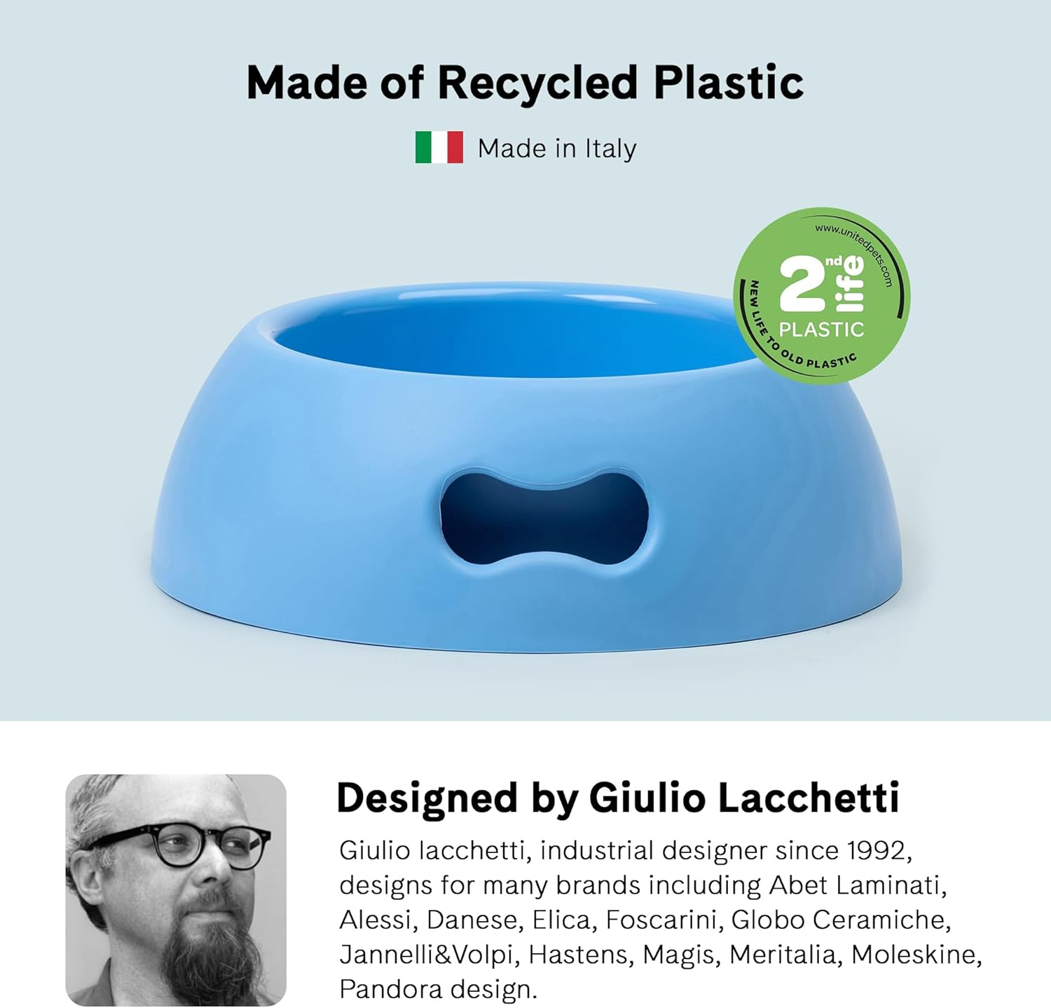 United Pets Pappy Dog Food and Water Bowl Powder Blue Small