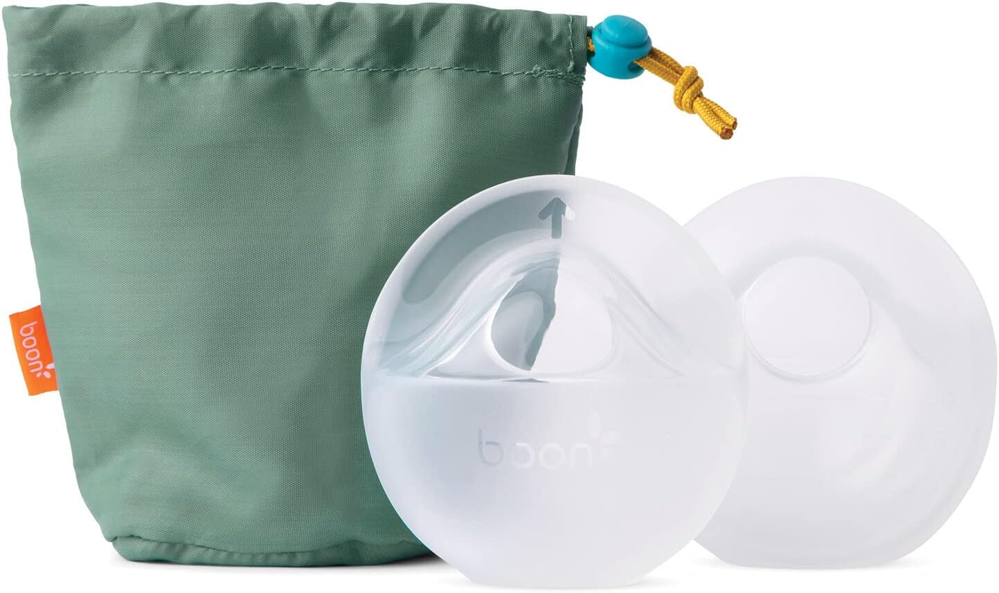 Boon TROVE Silicone Manual Breast Pump with Travel Pouch - Hands Free Breast Pump - Passive Breast Milk Collector Shell for Newborns - Breastfeeding Essentials - 2 Count Clear B11531 image number 1