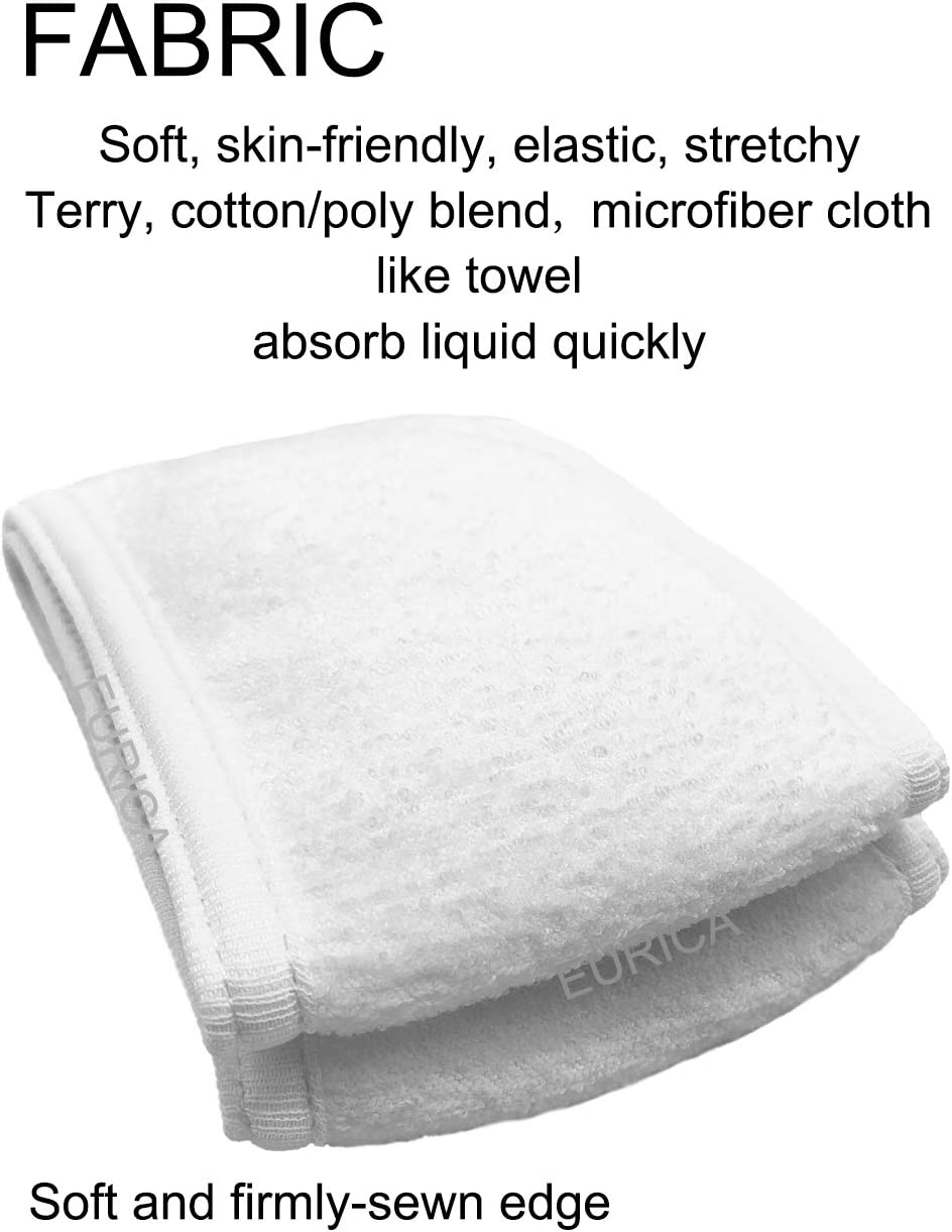 Spa Headband Hair Wrap EURICA Sweat Headband Head Wrap Hair Towel Wrap Non-Slip Stretchable Washable Makeup Headband for Face Wash Facial Treatment Sport Pack of 6 Fits All White image number 2