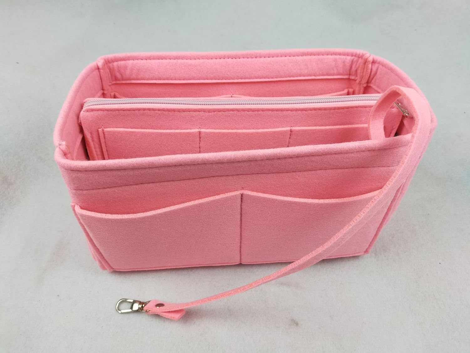 Purse Organizer Insert, Handbag Purse Organizer, Multi Pocket Wallet Organizer, Backpack Liner Organizer, Handbag Tote Shaper, Felt Bag Organizer with Zipper, Felt Bag Organizer for Tote (GREY)