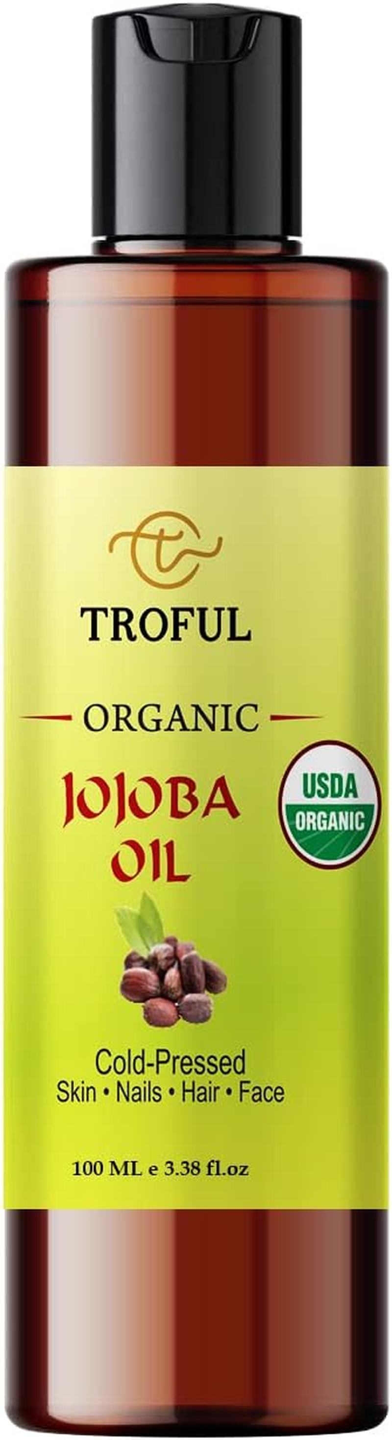 Troful Organic Jojoba Oil - Cold-Pressed 100 ML &ndash; Certified Organic, 100% Pure and Natural - Premium Grade Carrier Oil for Skin, Face, Hair, Nails, and Massage image number 2