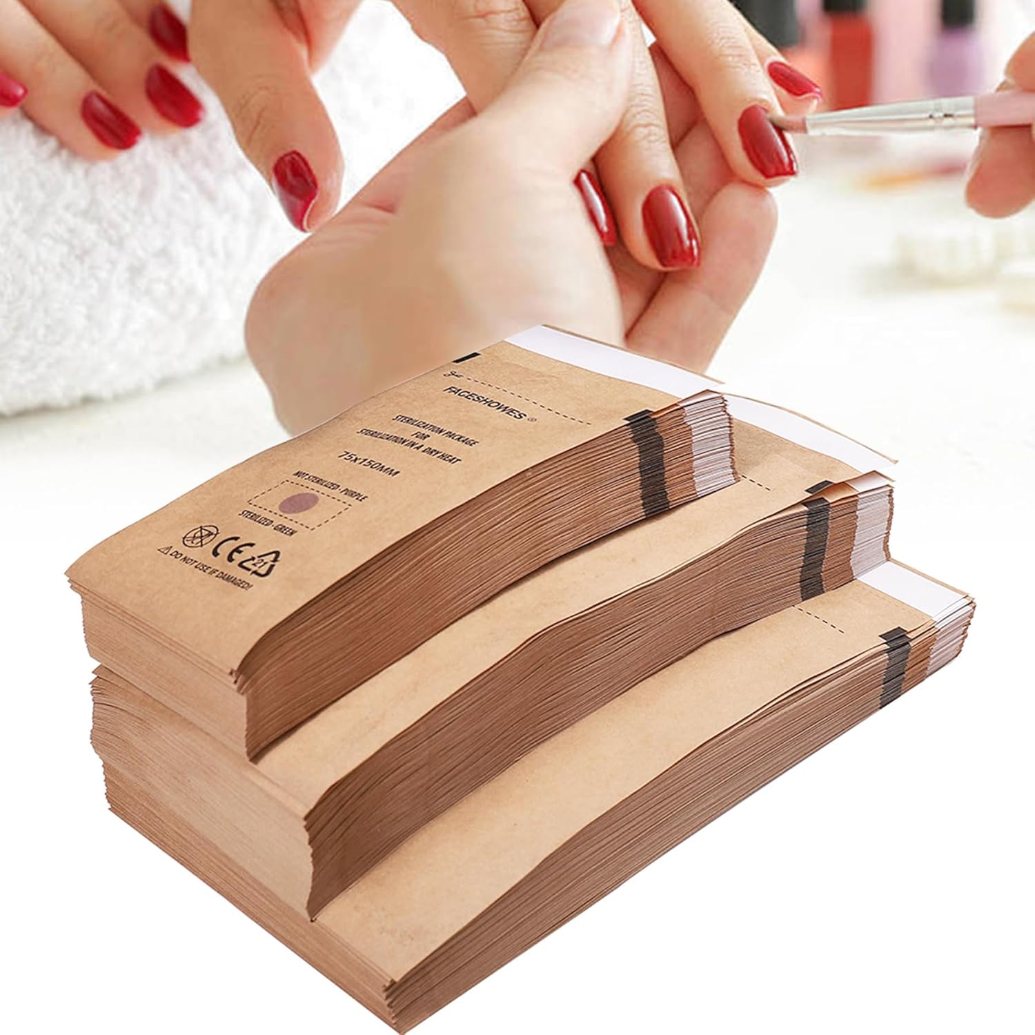 Disposable Kraft Paper Self-Sealing Sterilization Bags &ndash; High-Temperature Dry Heat Sterilization Bags for Nail Salon, One-Time Use, Bulk Packaging image number 3