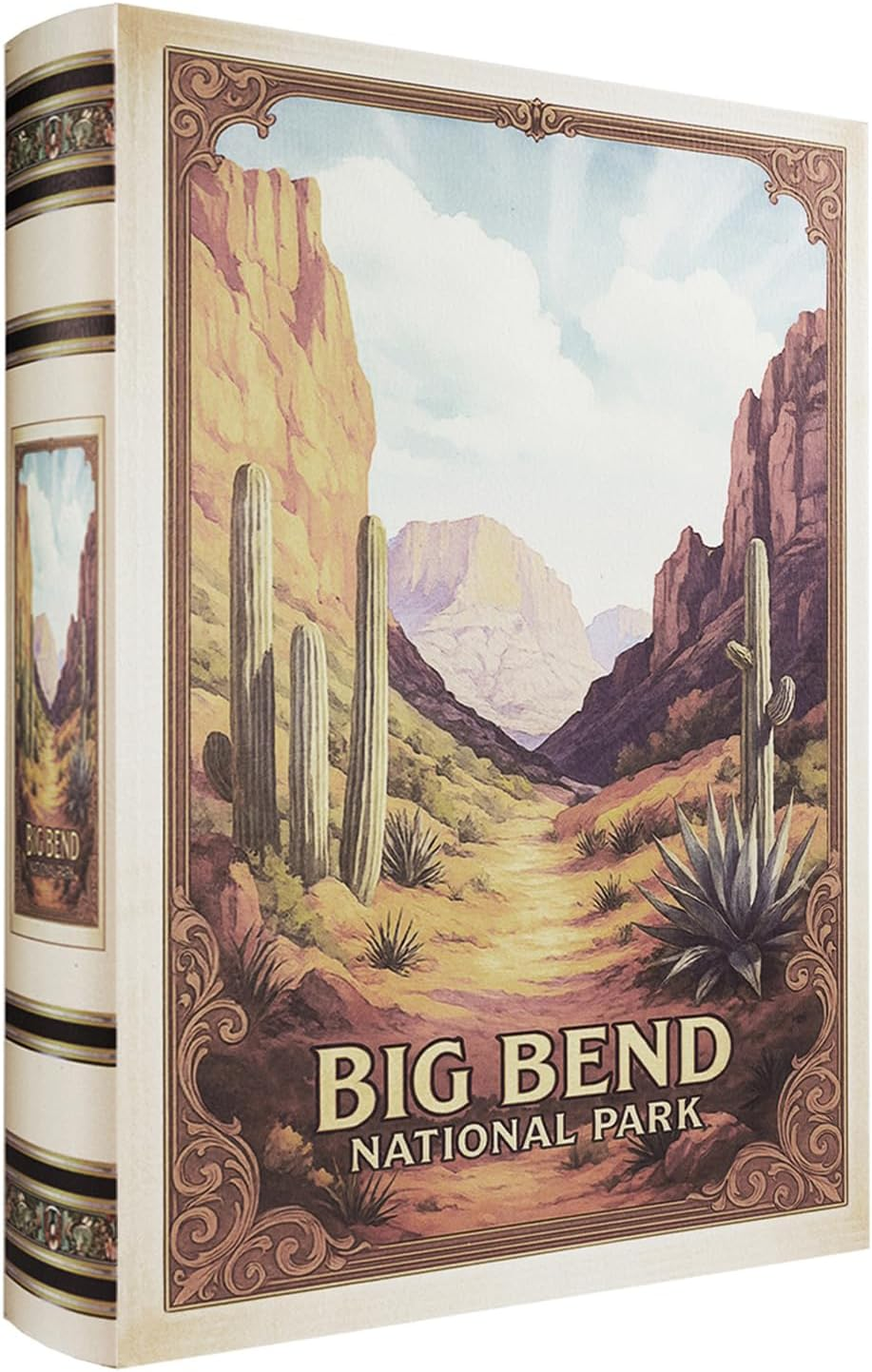 Decorative Wooden Book Box - Vintage Faux Book Boxes with National Park Design, Secret Storage with Magnetic Closure, Leather Cover, Perfect for Home Office Bookshelf (1 X Wrangell St. Elias)