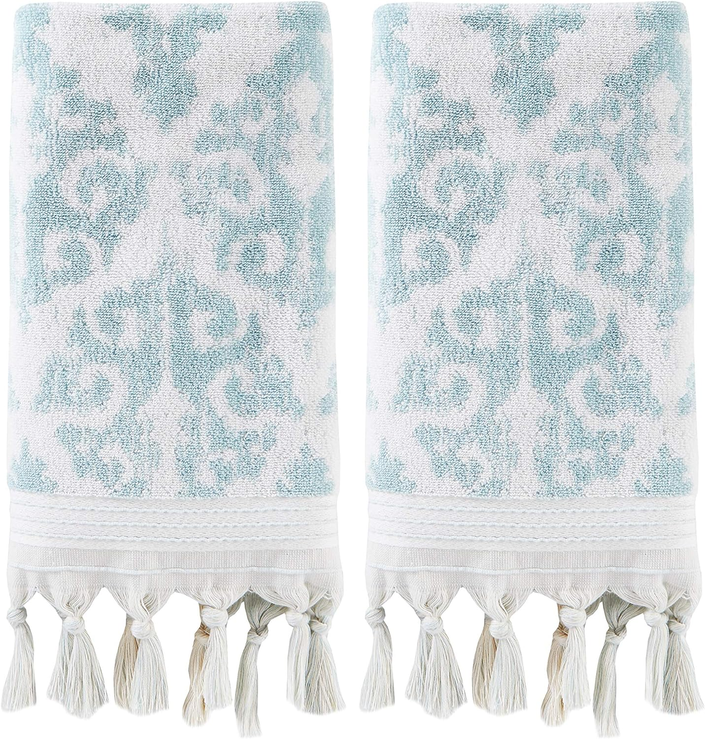 SKL Home by Saturday Knight Ltd. Mirage Fringe 100% Turkish Cotton Hand Towel Set, Aqua image number 3