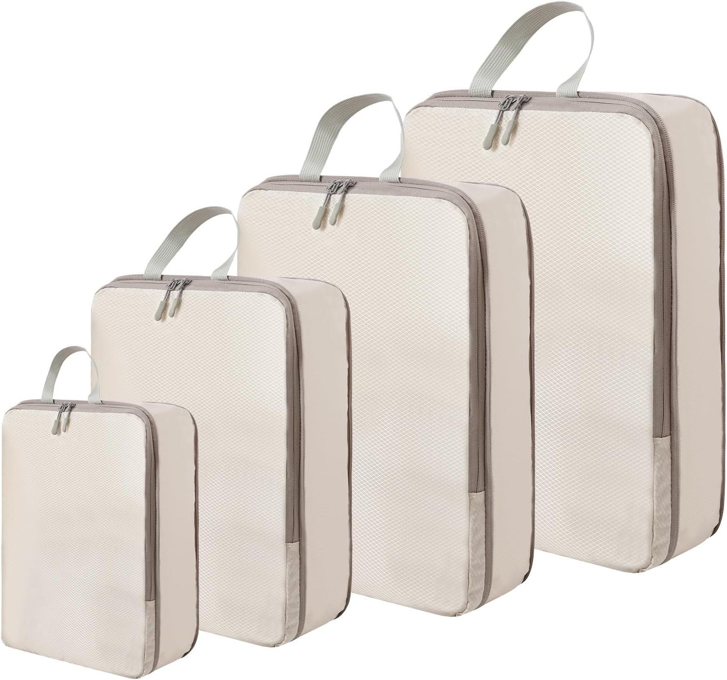 Compression Packing Cubes, 4Pcs Expandable Storage Travel Luggage Bags Organizers (Grey)