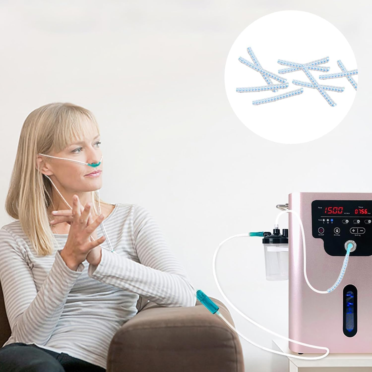 10 Pcs Oxygen Tube Support,Crimp Straightener for Oxygen Hose Supports,Keep Oxygen Hose from Kinking Compatible with Oxygen Concentrator, Portable Oxygen Hose Nasal Cannula Oxygen Tubing Accessories image number 1