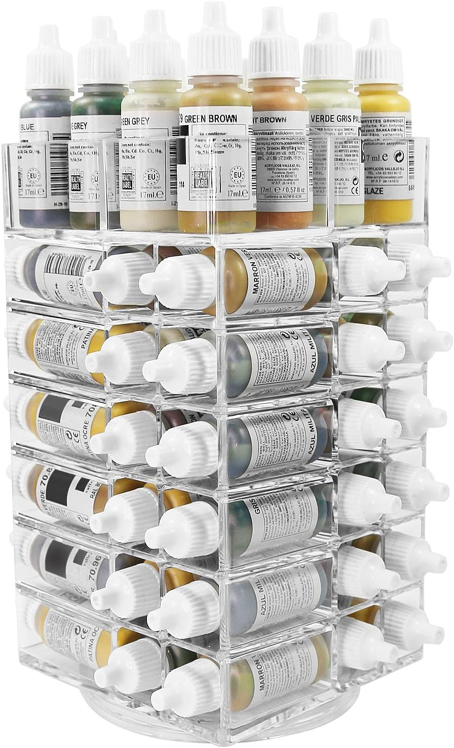Evemodel 6-Tier Spinning Paint Organizer Rack for 48 Bottles, Rotating Tower Craft Paint Storage Holder Stand SN02 image number 4