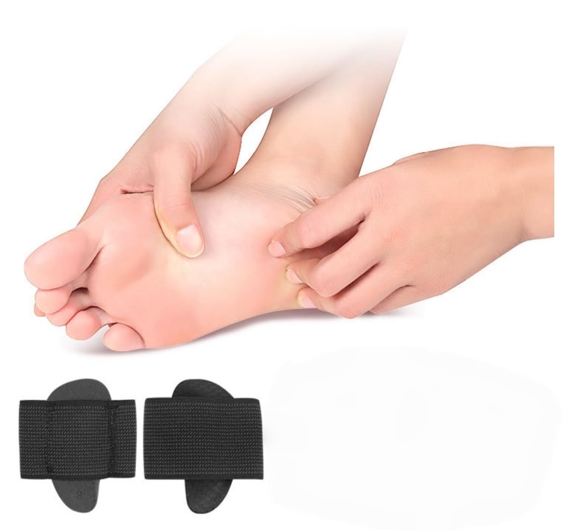 Orthopedic Arch Support Brace, Compression Foot Sleeve with Cushioned Pad, Adjustable Wrap for Plantar Fasciitis Relief(Black)