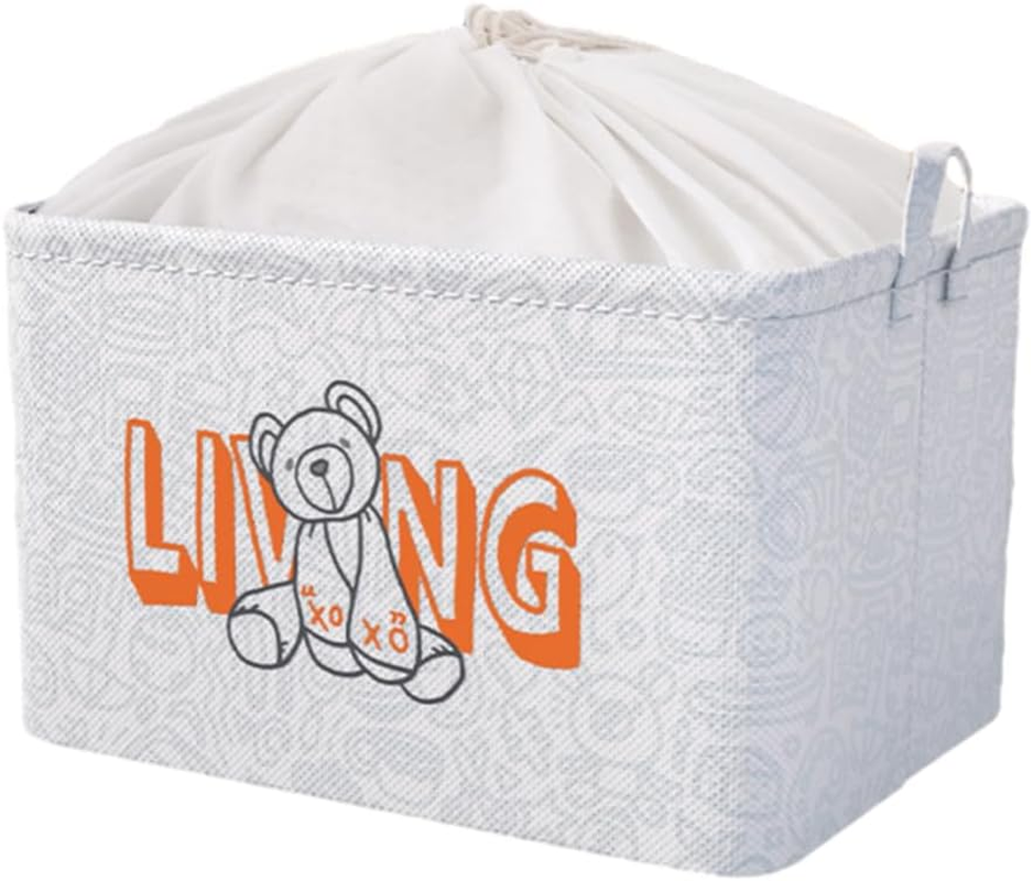 AIMALL Clothes Storage Box with Drawstring Closure Large Wardrobe Organiser for Clothes, Toys, and Sundries, Collapsible with Soft Handles