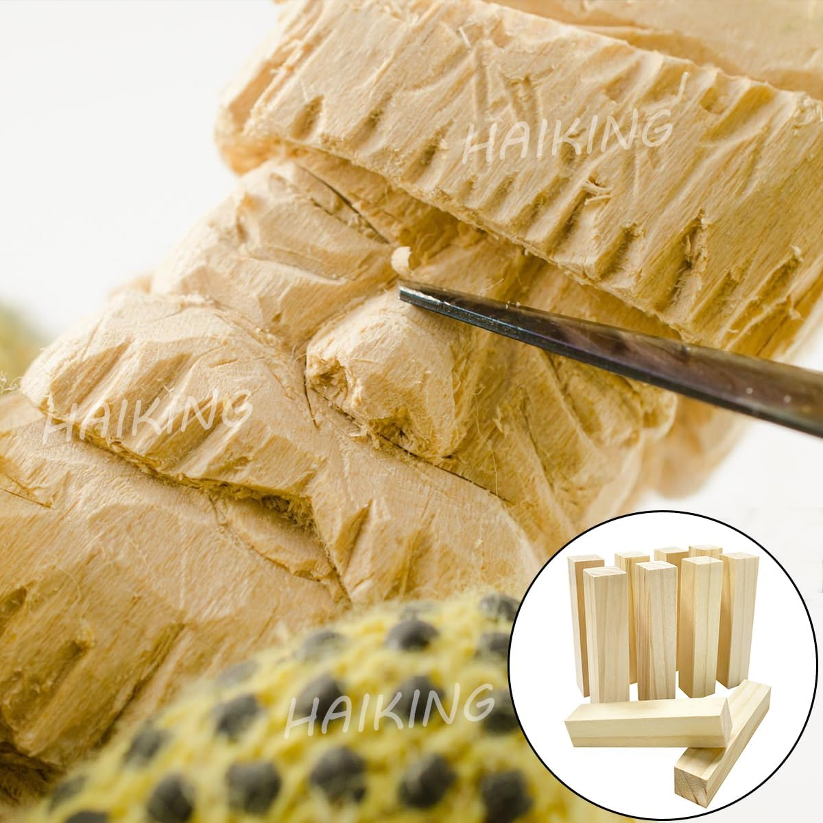 HAIKING Basswood Wooden Blocks, 10 PCS Rectangular Unfinished Wooden Craft for Carving, Whittling (10 X 2 X 2Cm/3.93 X 0.78 X 0.78In) image number 5