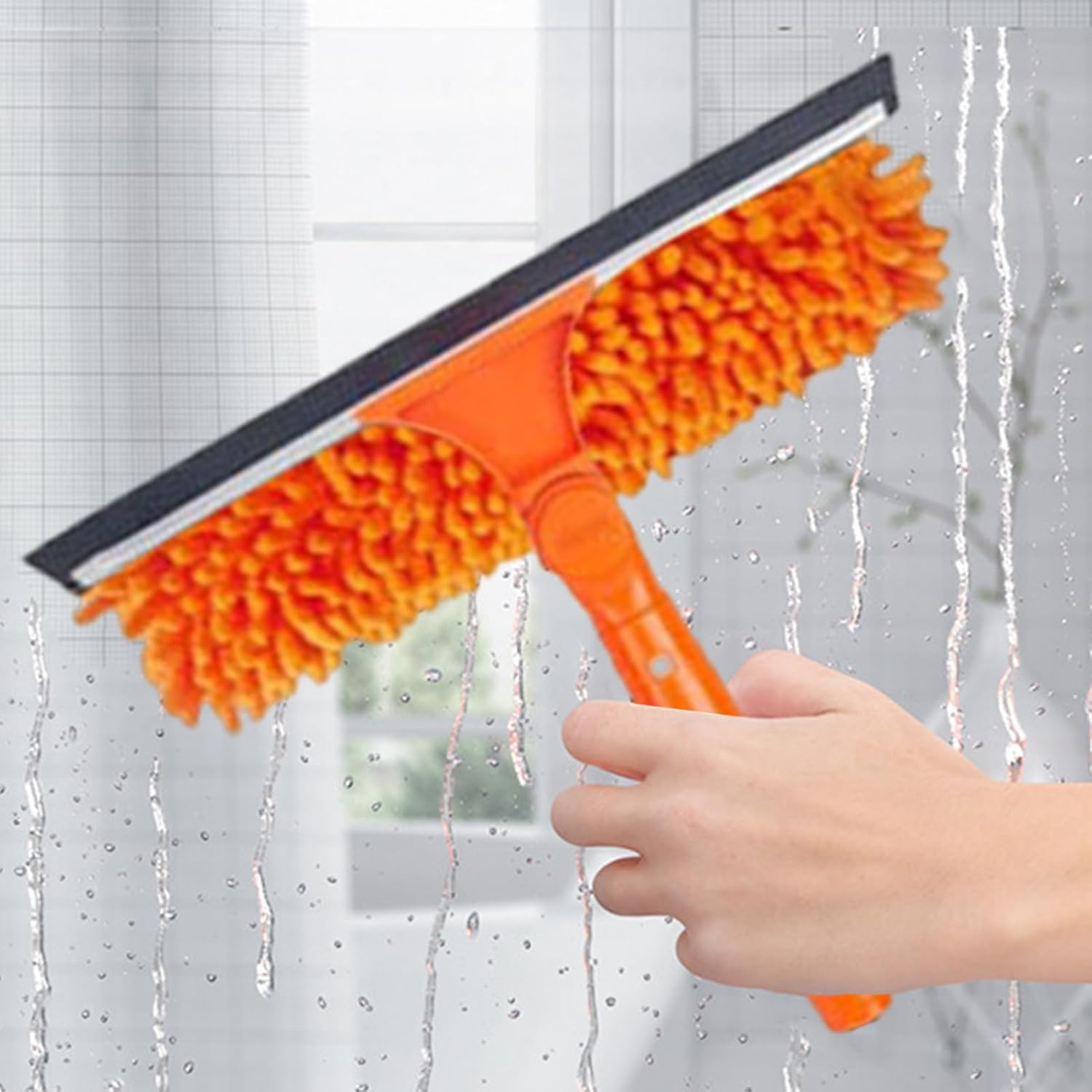 Tall Duster for High Ceilings - Long Reach Duster,Window Squeegee Cobweb Remover Cleaning Tools Kit for Furniture Indoor Home Roof Ceiling Fan Outdoor image number 6