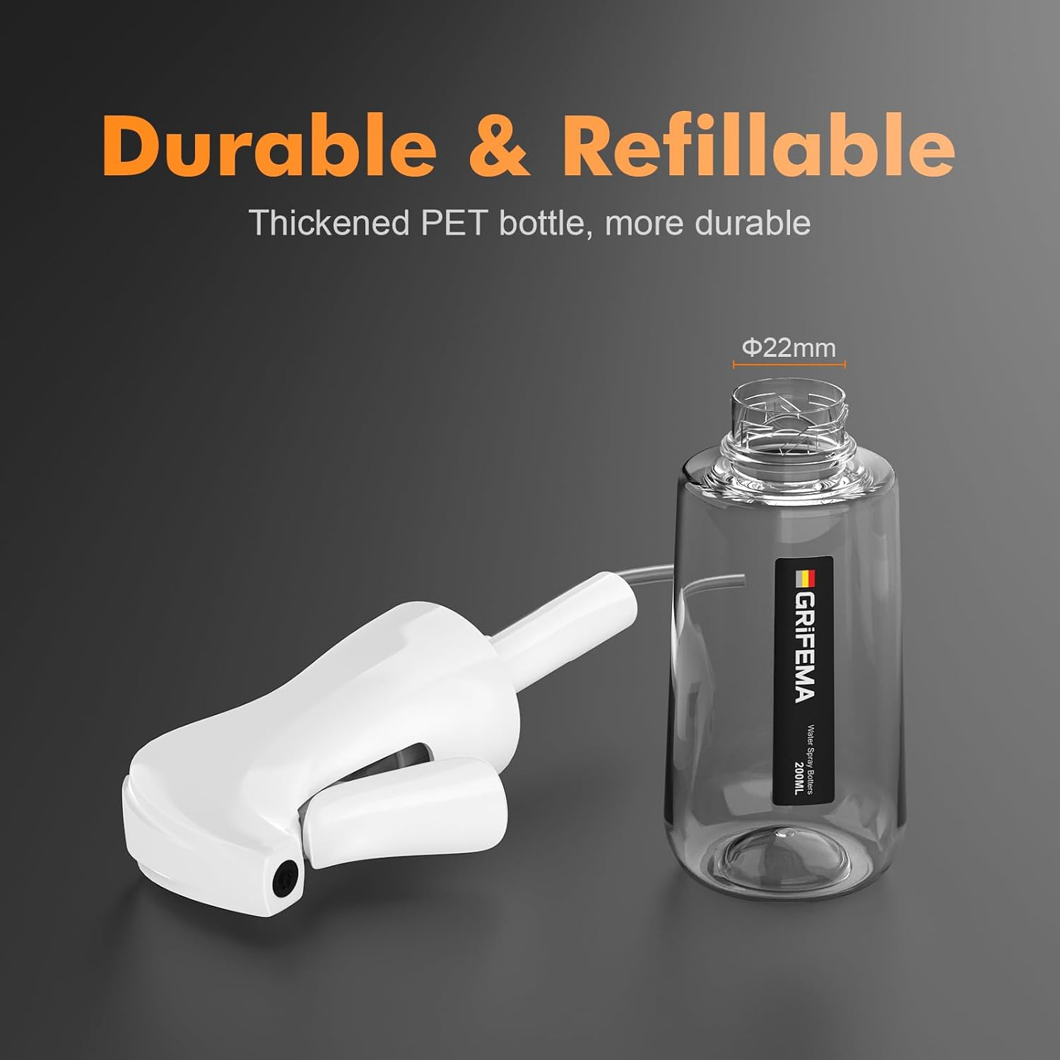 GRIFEMA White Water Sprayer 200 Ml - Refillable Spray Bottle Made of Bpa-Free Plastic with Fine Spray - for Hair, Plants, Cleaning - Ergonomic and Leak-Proof Design, GE2003W-200 - White image number 4