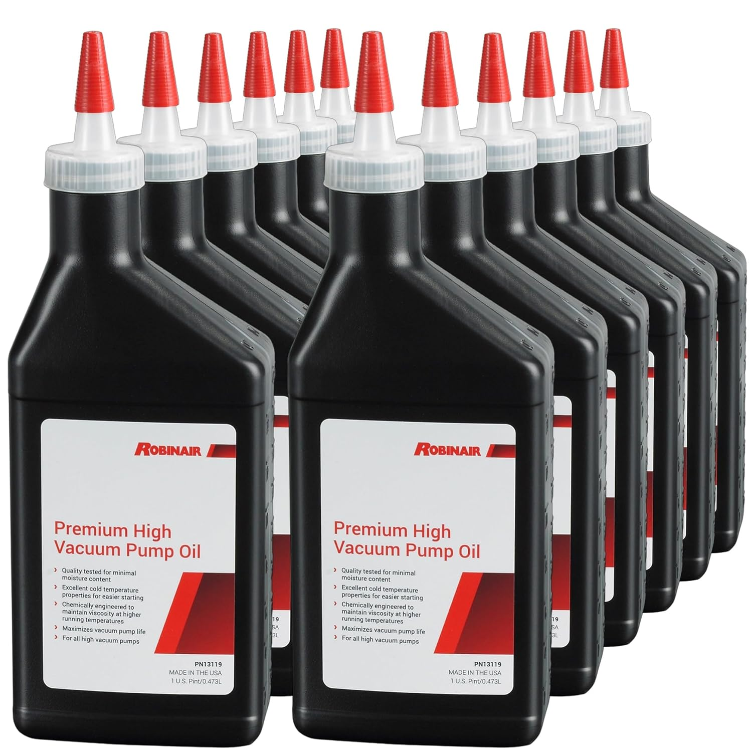 Robinair 13119 Premium High Vacuum Pump Oil, Pint (12-Pack) image number 1