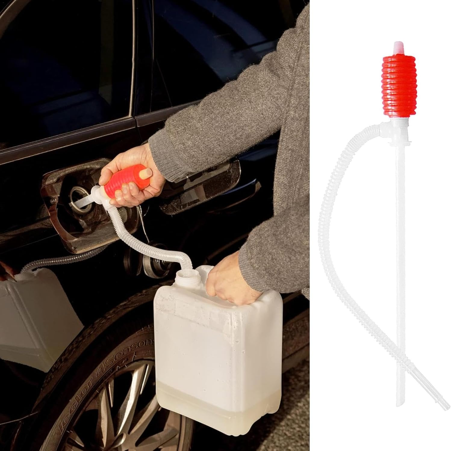 Siphon Pump for Water, Hand-Operated Siphon Pump, Squeezing Siphon Water Pump, Liquid Transfer Pump for Petrol, Motorcycle, Efficiently Transfer Detergents or Water image number 1