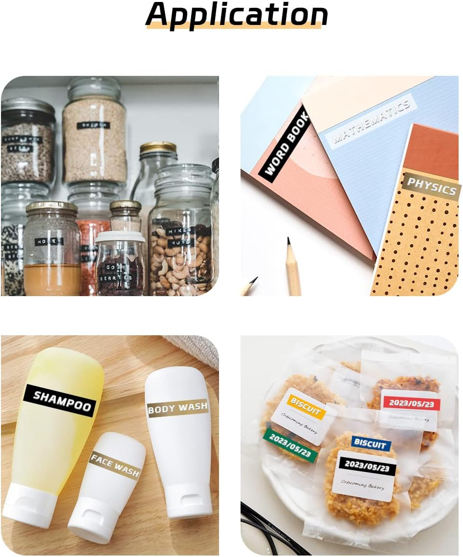 Memoking Embossing Label Tape 3/8"(9Mm) X 3M, 3D Embossing Labels Compatible with Dymo Omega, QANYEGN, Phomemo E975 Embossing Label Maker, 3D Plastic Labels, Black/Green/Purple/Pink/Blue, 5 Pack image number 3