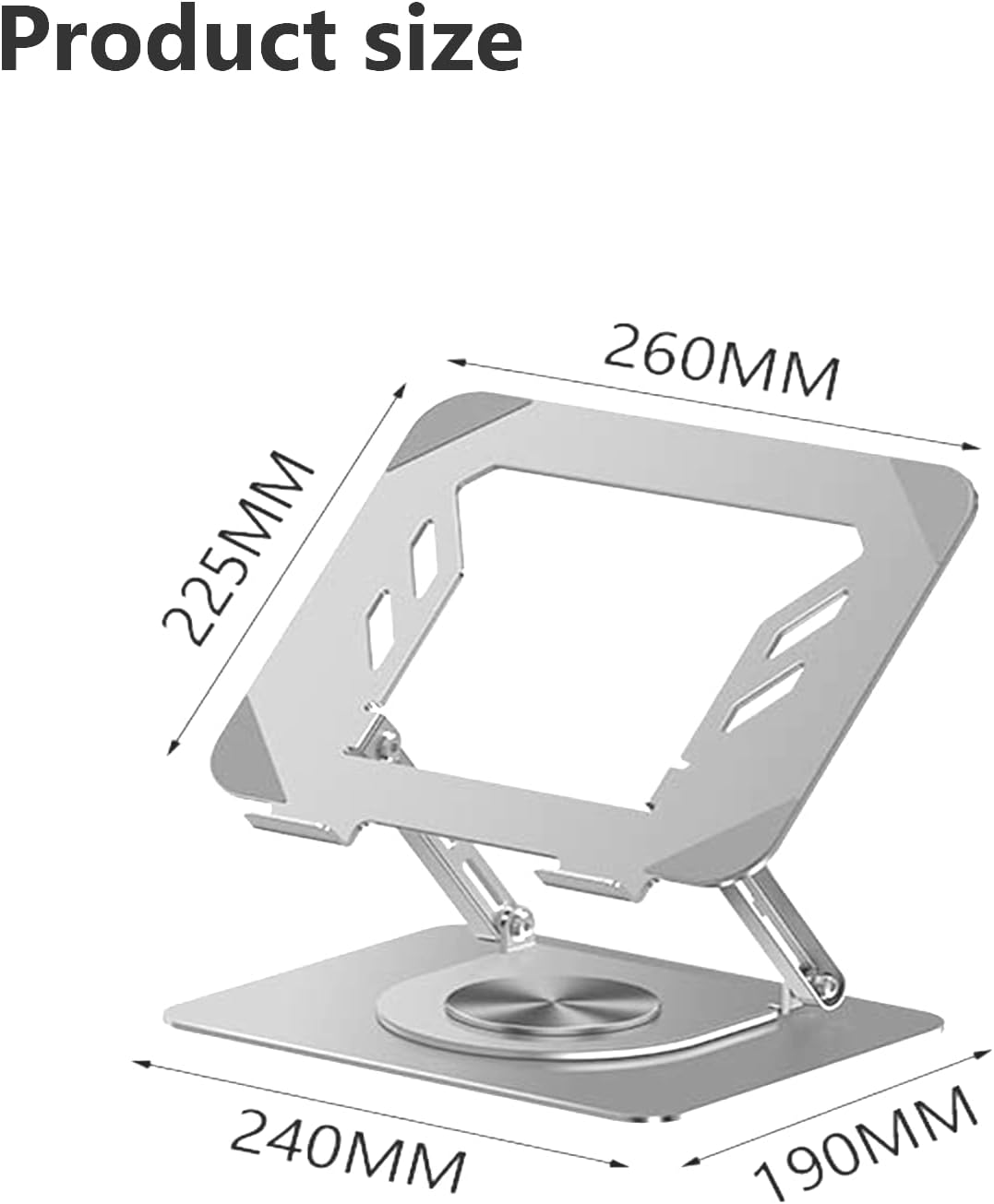 Laptop Stand for Desk, 360&deg; Rotatable Durable Metal Tablet Stand, Adjustable Angle Foldable Portable Sturdy Holder for Macbook, Ipad Pro, Galaxy Tab,Ipad, Dell, HP, Lenovo, Silver image number 3