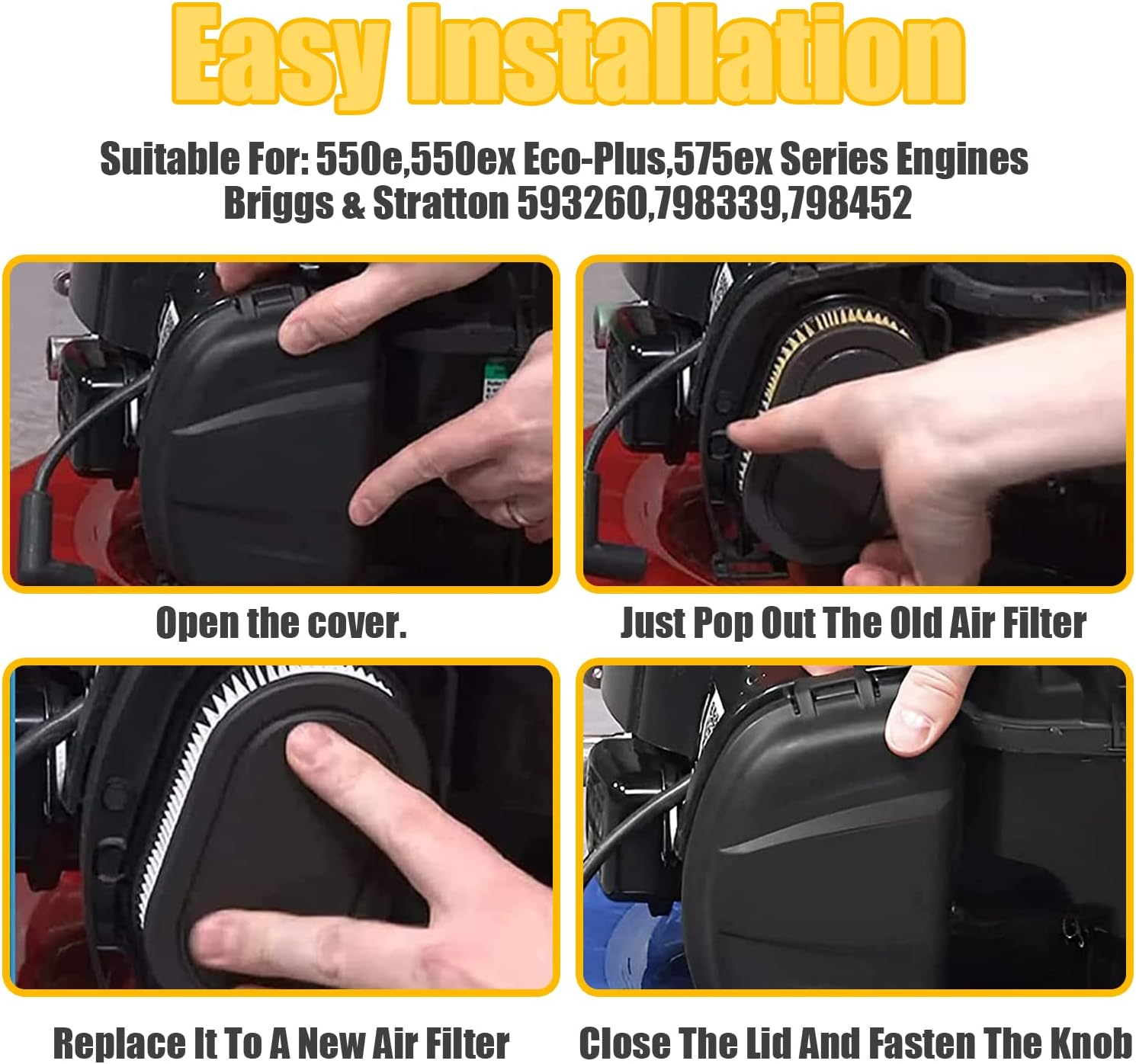 6 Pcs Air Filter for Briggs & Stratton 593260 798339 798452 4247 5432 5432K 550EX 09P702 093J02 Lawn Mower Air Filter Cleaner Filter image number 2