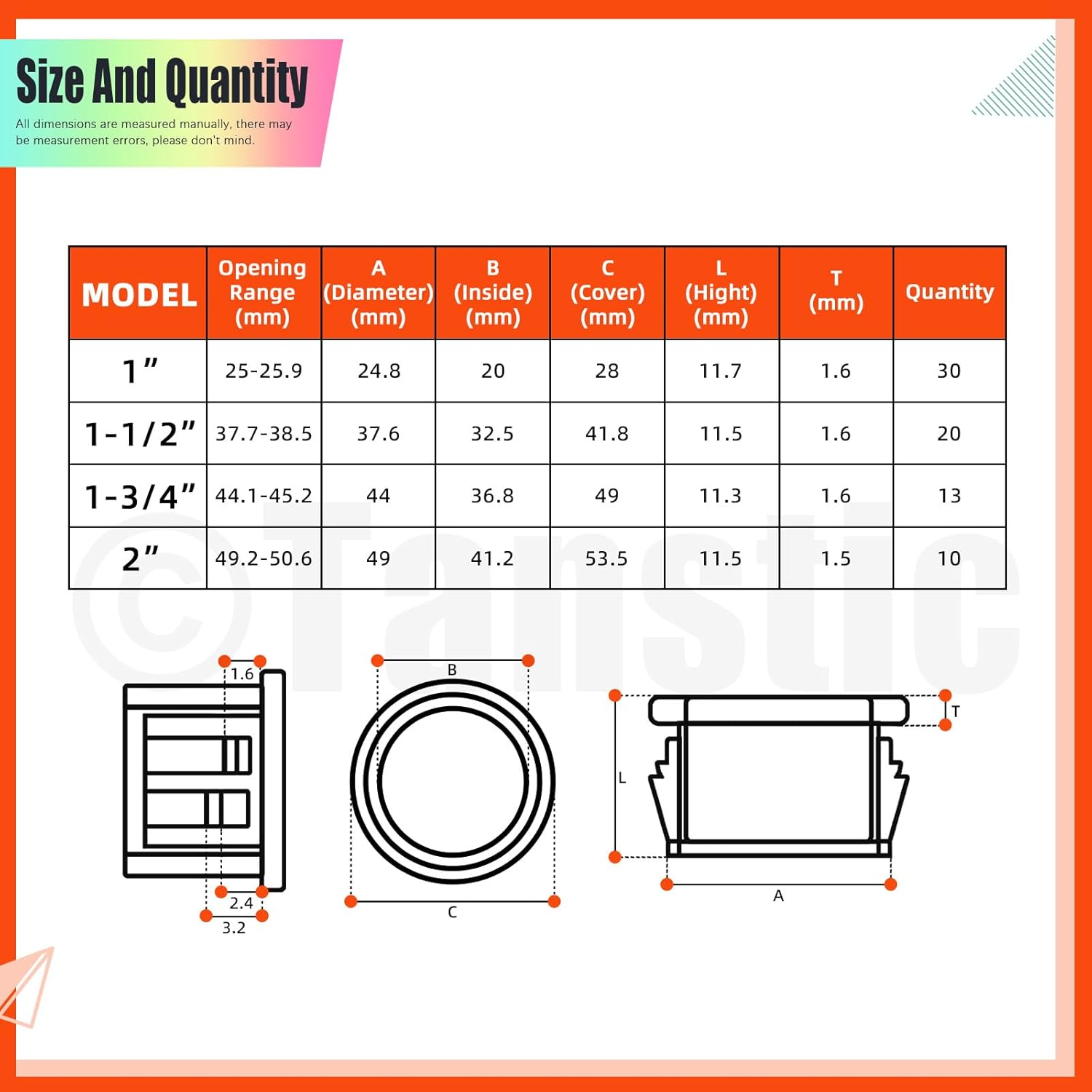 Tanstic 73Pcs 4 Sizes Cable Snap Bushing Grommets Kit, Black Nylon Snap in Cable Hose Bushing Grommet Protector, round Cable Snap Bushing Hole Plugs Locking Bushing- 1&rdquo;, 1-1/2&rdquo;, 1-3/4&rdquo;, 2&rdquo; image number 4