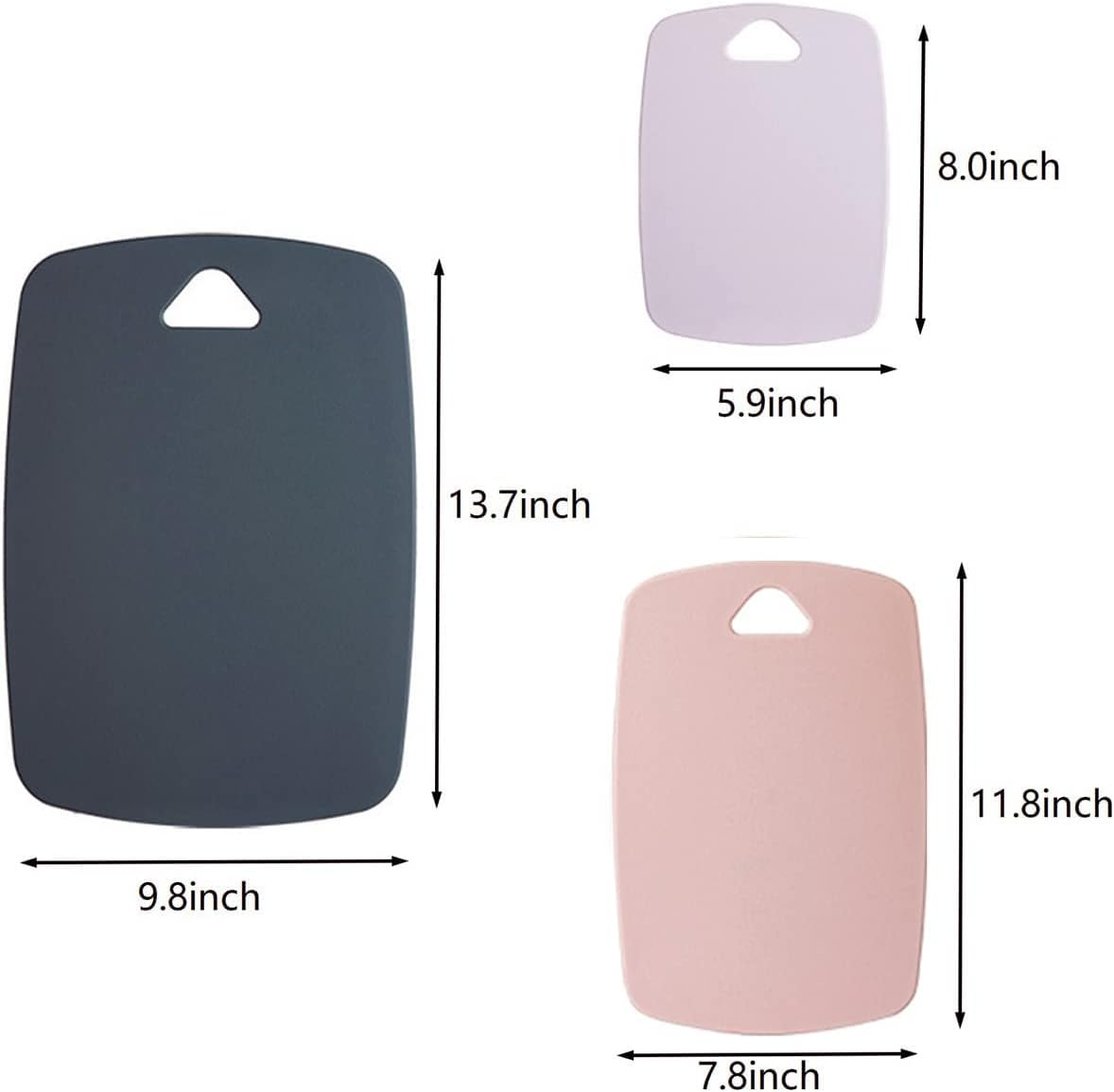 Plastic Kitchen Cutting Board Set, 3 Piece, Thick Chopping Boards for Meat, Veggies, Fruits, with Easy Grip Handle,Dishwasher Safe (Pink) image number 6