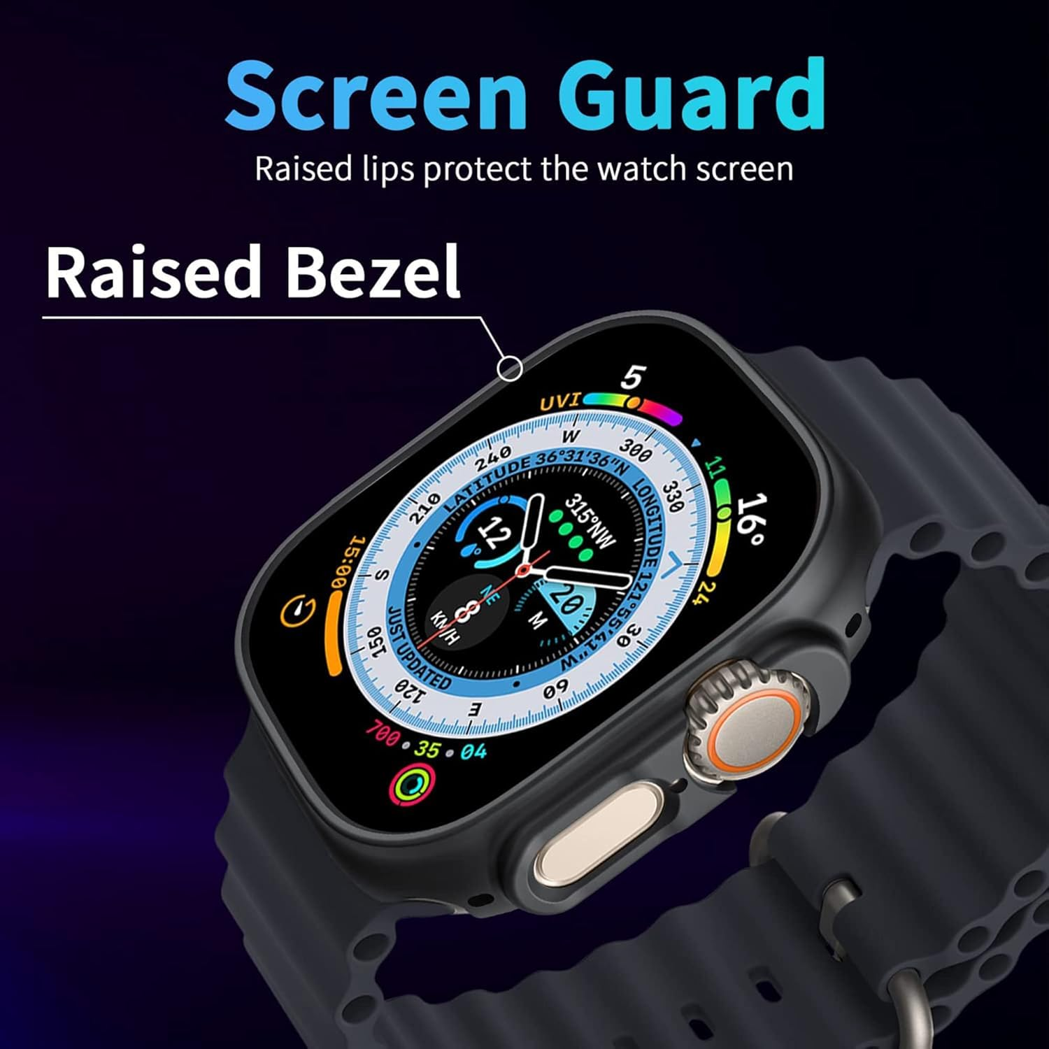 MEZON Premium Carbon Black Hard PC Protective Case for Apple Watch Ultra 3/2/1 (49Mm) &ndash; Wireless Charging Compatible (Watch Ultra, Black) - Crystal Clear image number 2