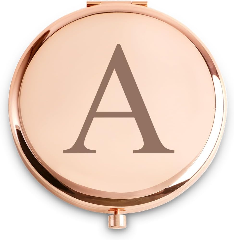 Personalized Compact Mirror Monogrammed Initial, Friendship Gifts Women Girls Her Friends, Unique Birthday Gifts Mom Wife Sister Daughter Grandma Niece Granddaughter Aunt