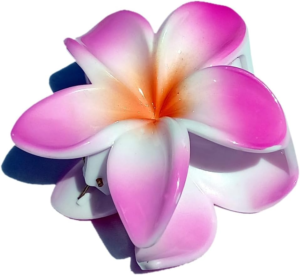 Seestern Sportswear Bali Hawaii FBA_2401 Hair Clip 2 Frangipani Flowers Pink image number 1