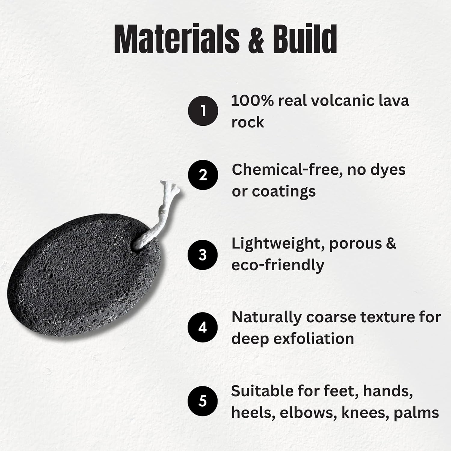 Pumice Stone for Feet - Black Natural Lava Stone Callus Remover, Foot Exfoliation, Hand Scrub, Pedicure Tool and Dry Skin Remover - Promotes Healthy Foot Care image number 4