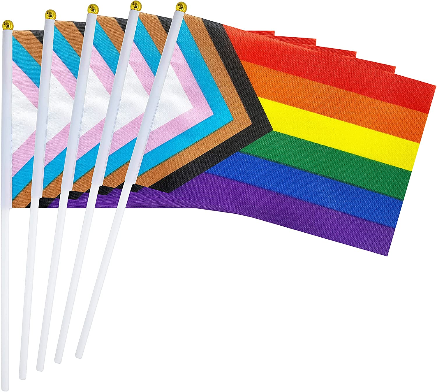 50 Pack Progress Mini Rainbow Flag - Hand Held USA American Pride Flag, Party Decorations for Parades & Festivals image number 1