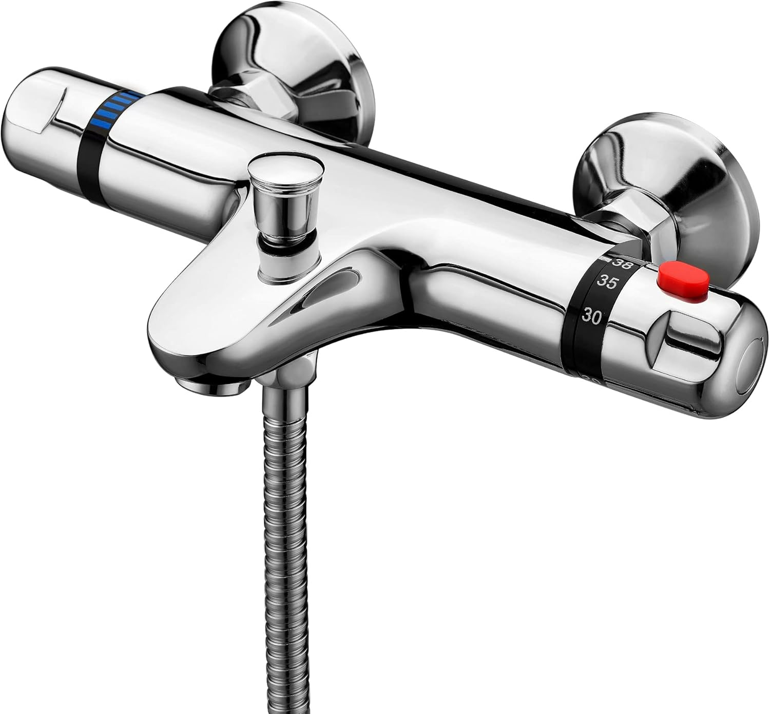 ENKI, Luna, BBT0171, Chrome, Thermostatic Bath Shower Mixer Valve, Wall Mounted, Solid Brass, Anti-Scald Device, Easy to Install Replacement Bath Shower Valve, 10-Year Guarantee image number 4