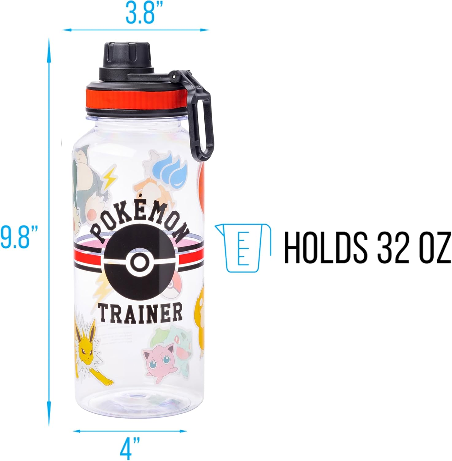 Silver Buffalo Pokemon Trainer Icons Twist Spout Plastic Water Bottle with Stickers You Stick Yourself, 32 Ounces image number 5